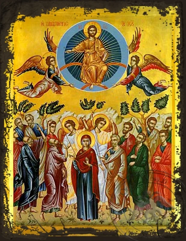 Ascension - Aged Byzantine Icon