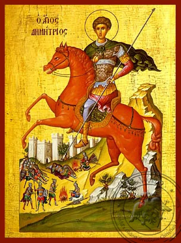 წმინდა დიმიტრი მირონმდინარე, ცხენზე, ხელნაწერი ხატი