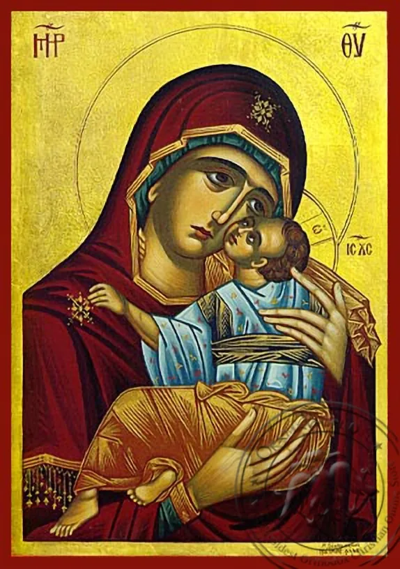 ღვთისმშობელი ყრმით, ტკბილად ამბორისმყოფელი, ქიონონი, ნაქსოსელი, საბერძნეთი (აღდგენა ორიგინალი), ხელნაწერი ხატი