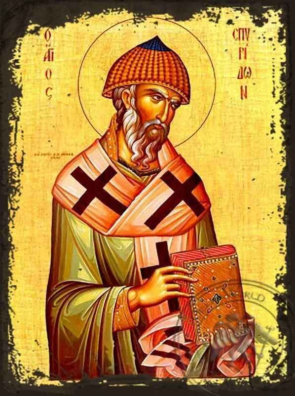 Святой Спиридон, епископ Тримифунтский, Кипр, византийская икона под старину