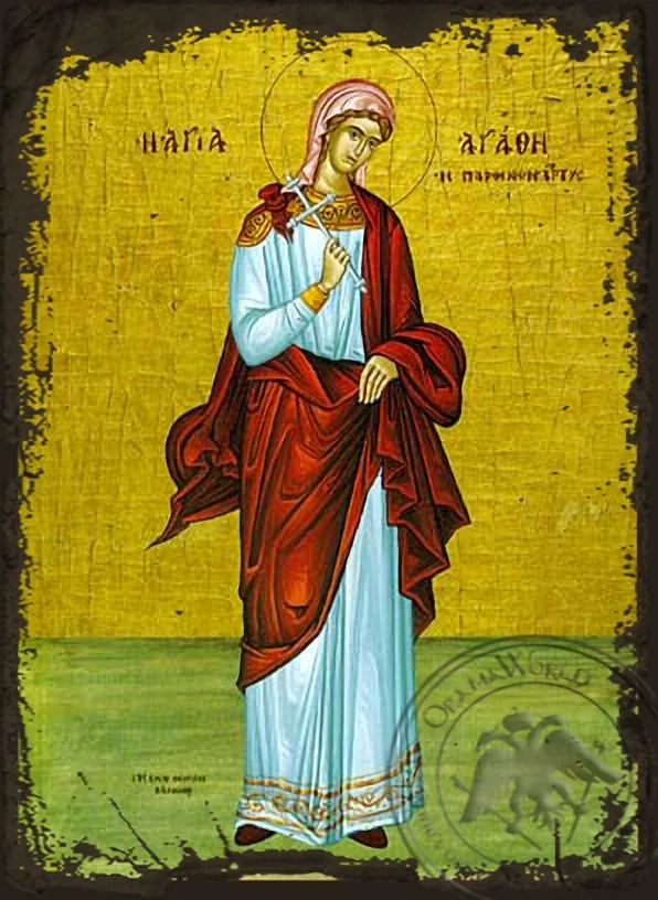 წმინდა აგათია, ძველებურად გაფორმებული ბიზანტიური ხატი