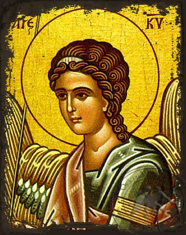 Ангел Господень, фрагмент (правый), византийская икона под старину