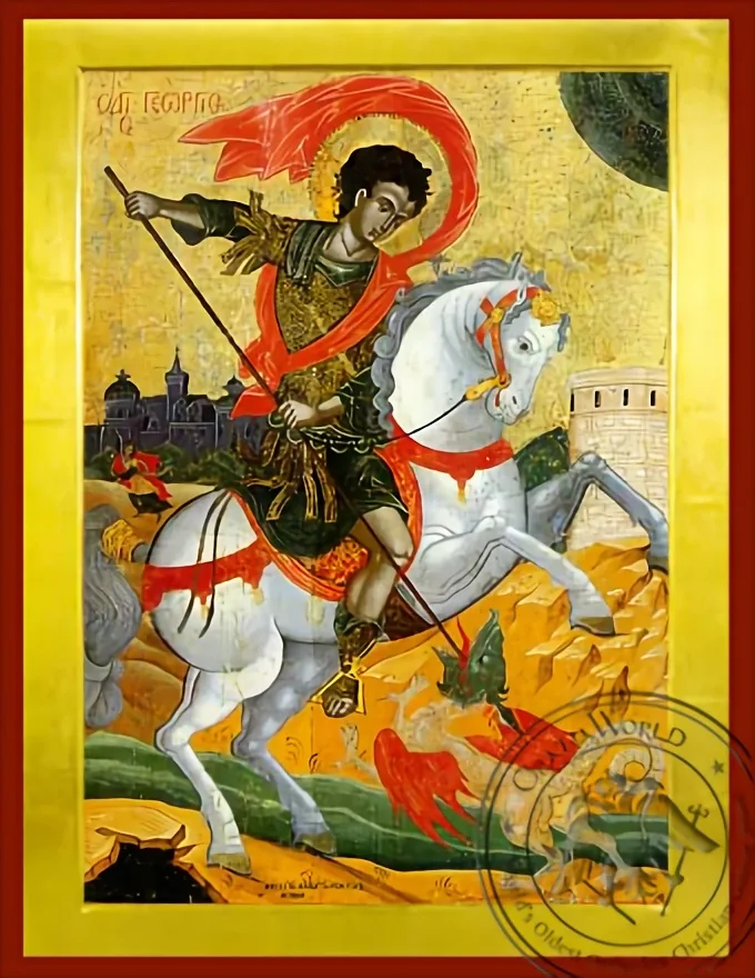 Святой великомученик Георгий, на коне, византийская икона