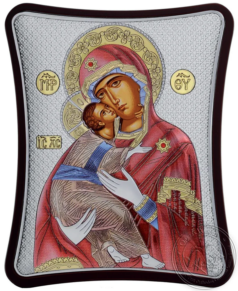 Our Lady of Vladimir - Silver Colored Icon