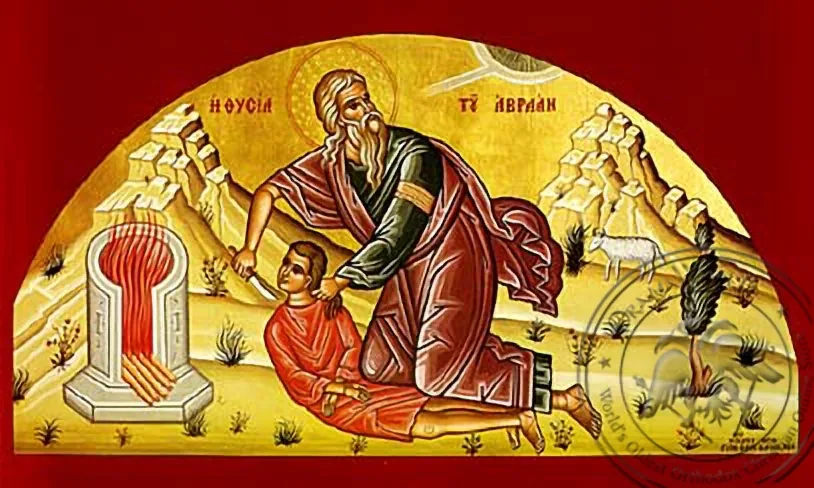 Жертвоприношение Авраама, рукописная икона