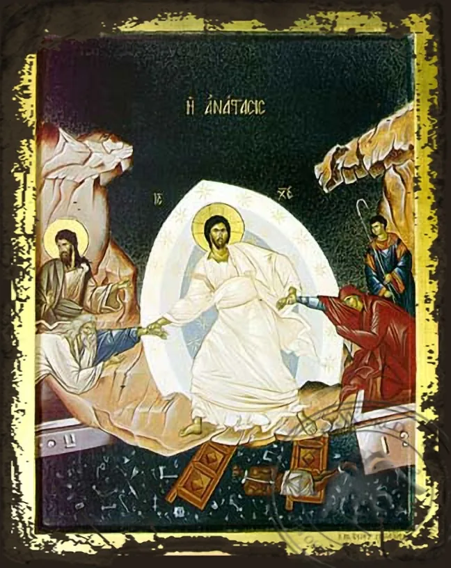Воскресение (Христовы сошествие в ад), византийская икона под старину