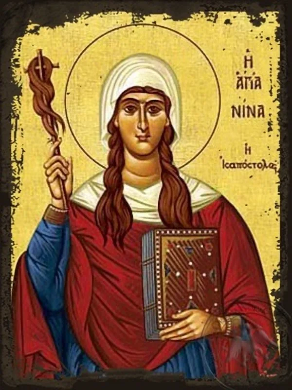 Saint Nina Equal-to-the-Apostles Enlighter of Georgia - Aged Byzantine Icon
