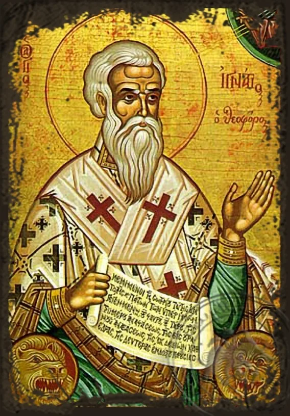 Saint Ignatius Hieromartyr, the God-Bearer, Bishop of Antioch - Aged Byzantine Icon