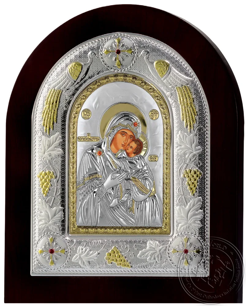 Virgin Mary Glykofilousa - Silver Icon