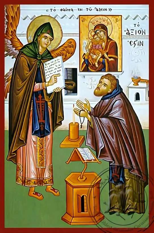The Miracle of Axion Esti - Hand-Painted Icon
