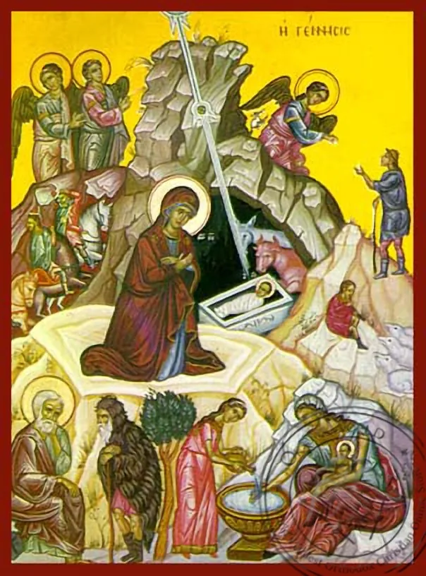 Рождество Христово, рукописная икона