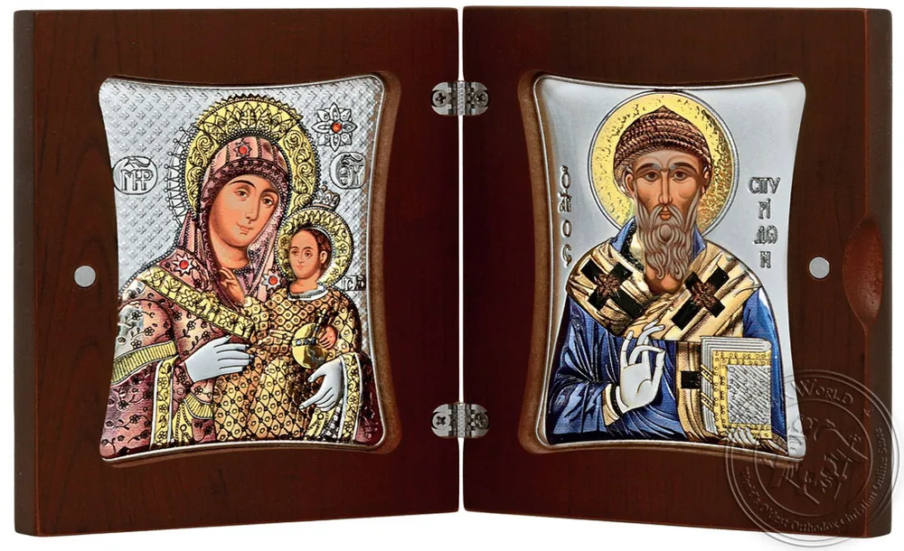 დიპტიქი ყოვლადწმინდა ღვთისმშობელი, წმინდა სტილიანოსი, ვერცხლისფერი ხატი