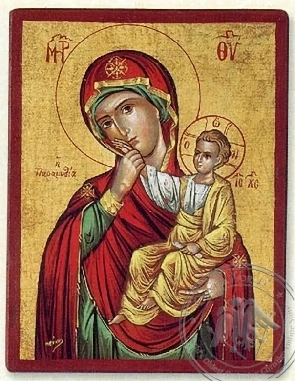 Panagia Paramythia (Red) - Flat Silk Printed Icon