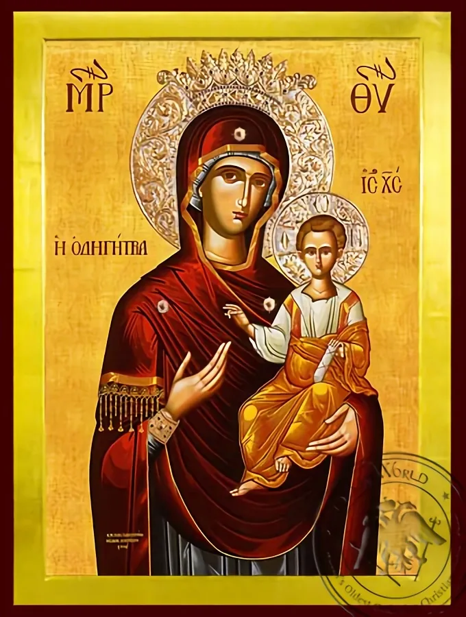 Virgin and Child, Hodegetria, with Crown - Byzantine Icon