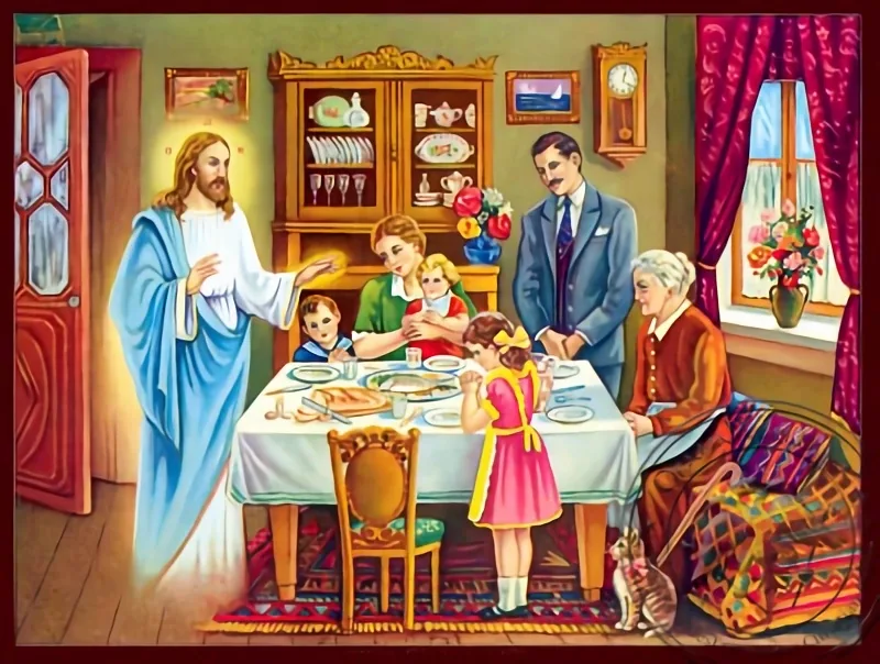 Christ Blessing the Family - Nazarene Art Icon
