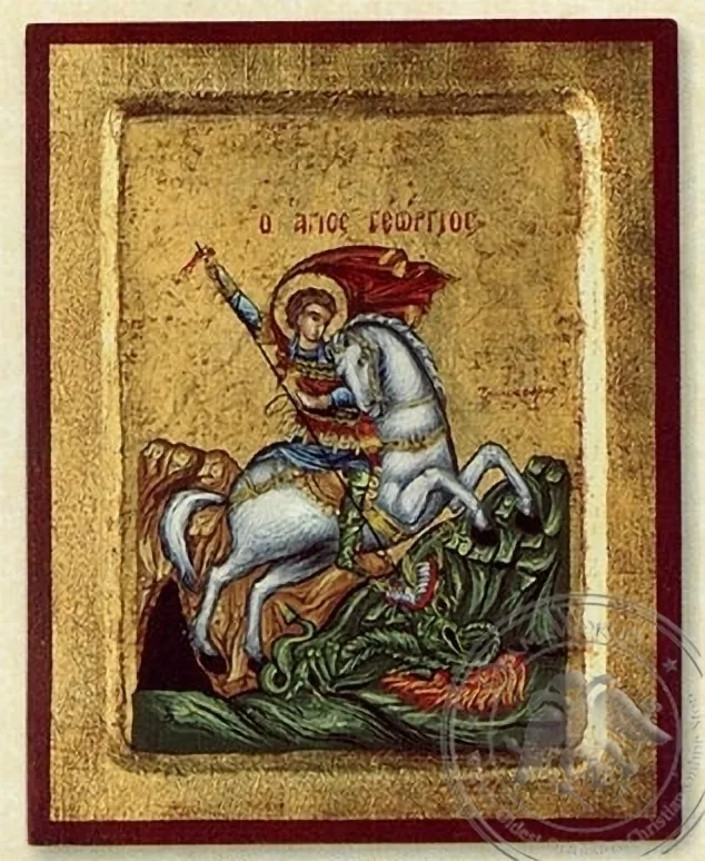 წმინდა გიორგი, რელიეფური, აბრეშუმზე ნაბეჭდი ხატი