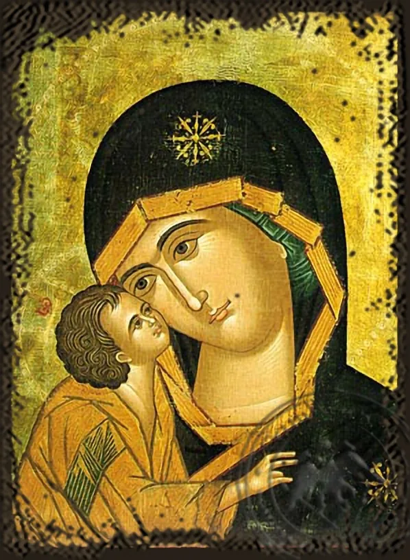 ღვთისმშობელი ტკბილად ამბორისმყოფელი დონის, ძველებურად გაფორმებული ბიზანტიური ხატი