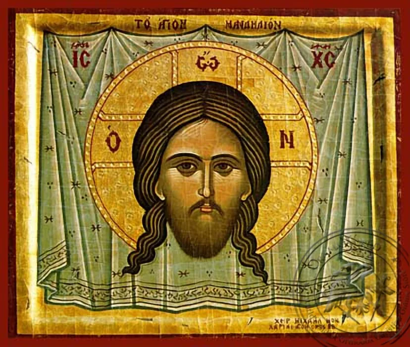 Христос, святой платок, рукописная икона