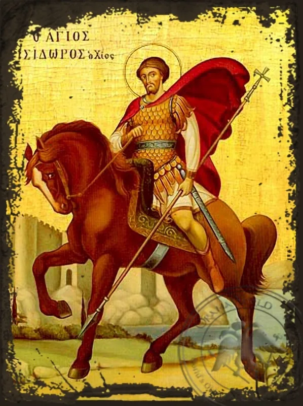 Святой Исидор Хиосский, византийская икона под старину