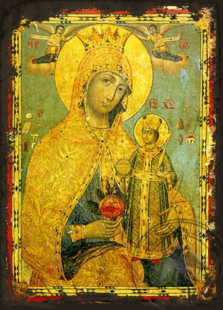 Неувядаемый роза, византийская икона под старину