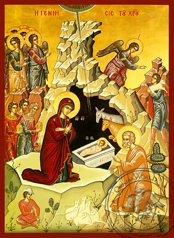 Рождество Христово, рукописная икона