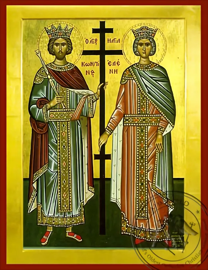 Saints Constantine and Helen, Full Body - Byzantine Icon