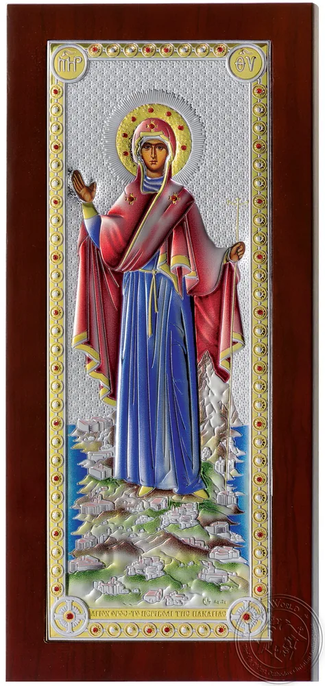 Virgin Mary of Mount Athos - Silver Colored Icon
