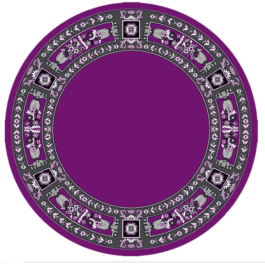 Round Ecclesiastical Carpet with Decoration in Purple Color