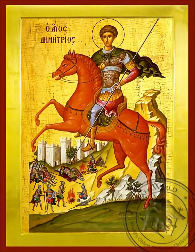 წმინდა დიმიტრი მირონმდინარე, ცხენზე, ბიზანტიური ხატი