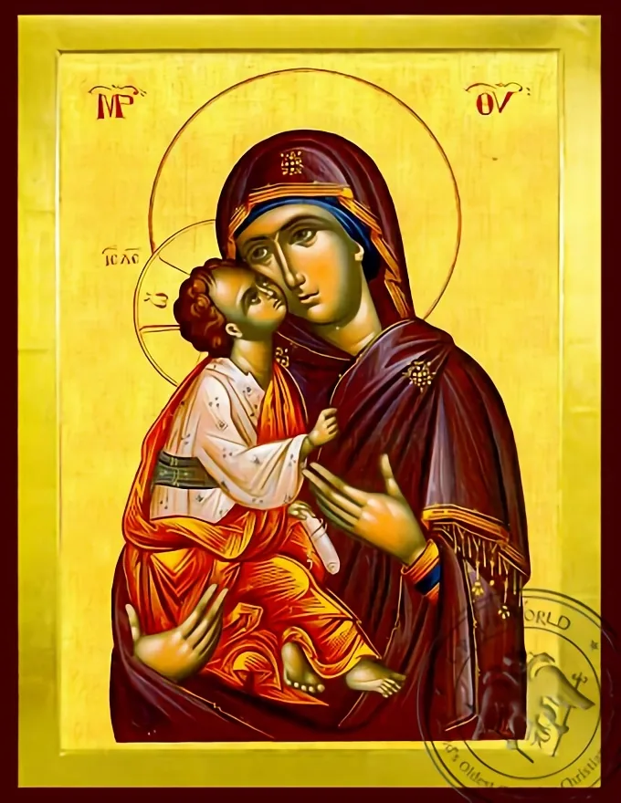 Virgin and Child, Sweet Kissing - Byzantine Icon