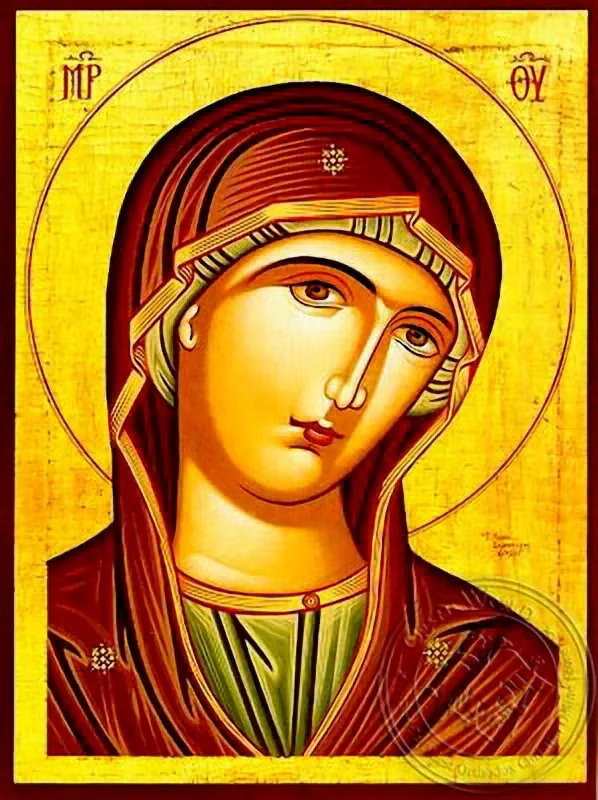 Virgin, Matron, Bust - Hand Painted Icon