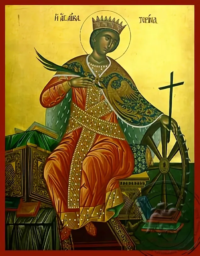 Saint Catherine the Great Martyr, of Alexandria, Enthroned - Hand Painted Icon