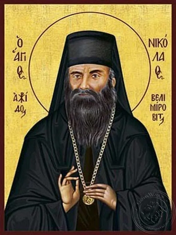 წმინდა ნიკოლოზი ველიმიროვიჩი ეპისკოპოსი ოჰრიდი სერბული მართლმადიდებლური ეკლესია, ხელნაწერი ხატი