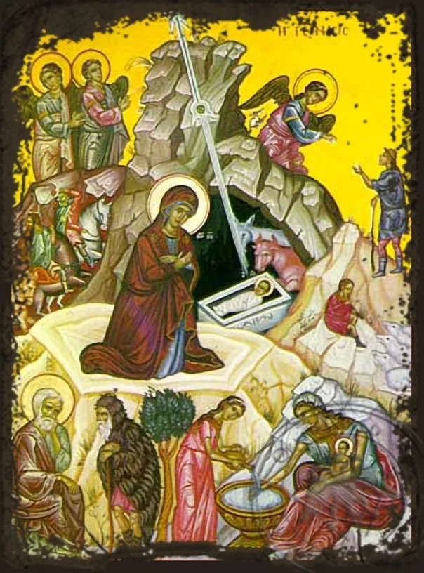 Рождество Христово, византийская икона под старину
