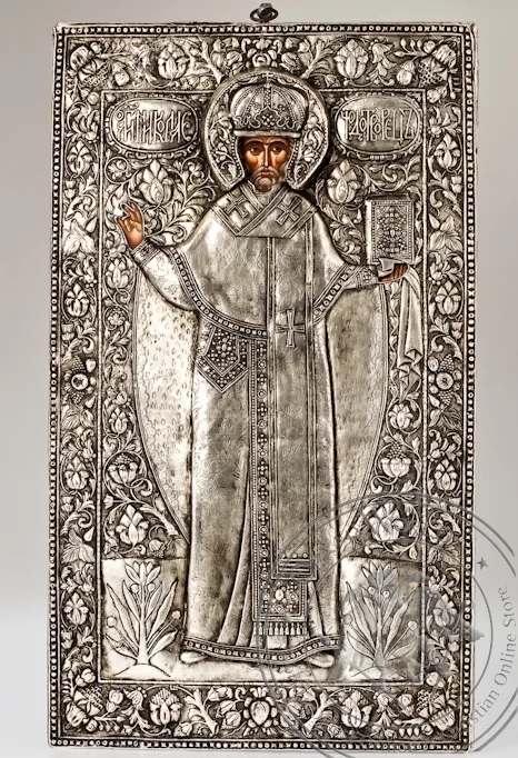 Saint Nicholas the Wonderworker - Handmade Silver Icon