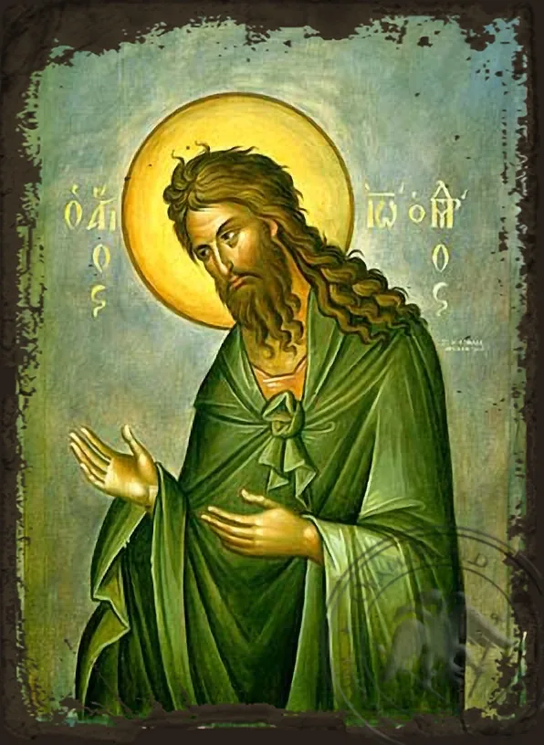 წმინდა იოანე წინამორბედი, მავედრებელი, ძველებურად გაფორმებული ბიზანტიური ხატი