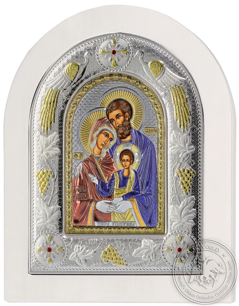 წმინდა ოჯახი, ვერცხლისფერი ხატი თეთრ ხეზე