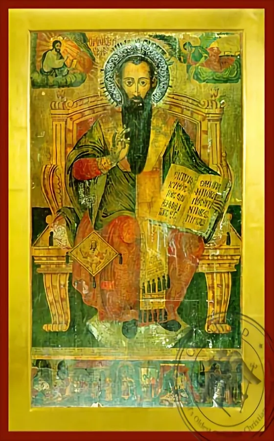 Святой Василий Великий, архиепископ Кесарийский, Каппадокия, на престоле, византийская икона