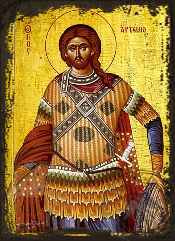 Saint Artemios - Aged Byzantine Icon