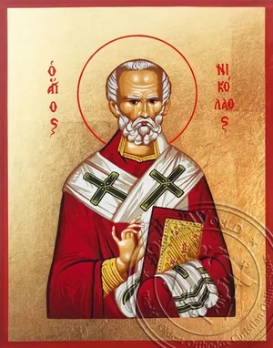 წმინდა ნიკოლოზი, ბრტყელი აბრეშუმზე ნაბეჭდი ხატი