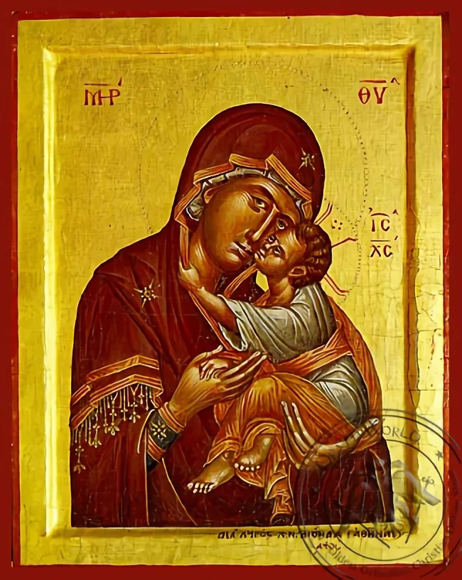 Богородица с Младенцем, Сладкое Лобзание, византийская икона