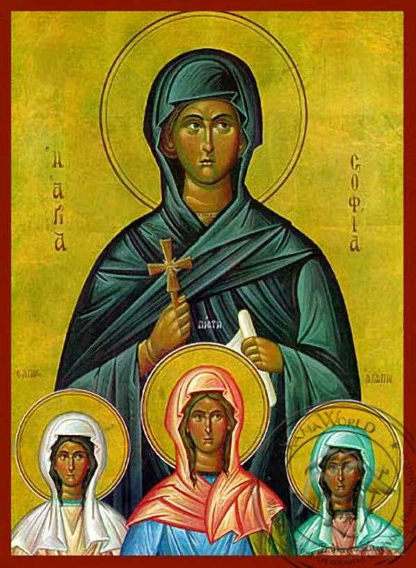 Saints Sophia and Daughters, Faith, Hope and Love, Full Body - Hand Painted Icon