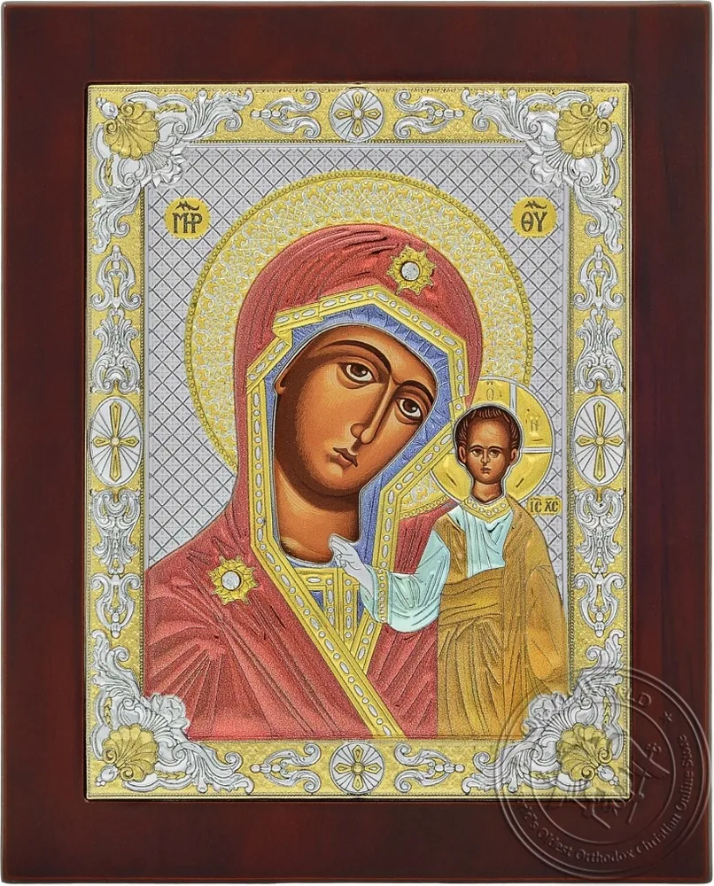 Our Lady of Kazan - Silver Colored Icon