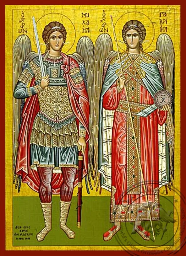 Собор святых Архангелов Михаила и Гавриила, в полный рост, рукописная икона