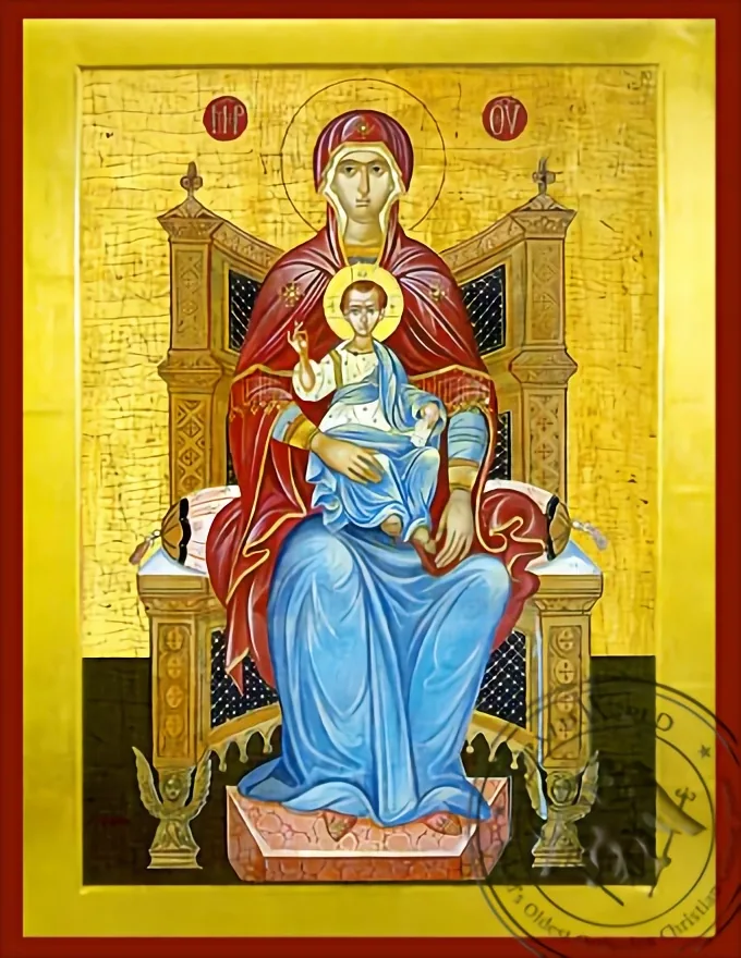 Virgin and Child, Platytera Enthroned - Byzantine Icon