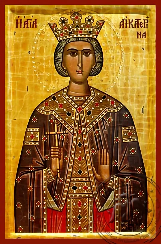 Святая великомученица Екатерина, Александрийская, рукописная икона