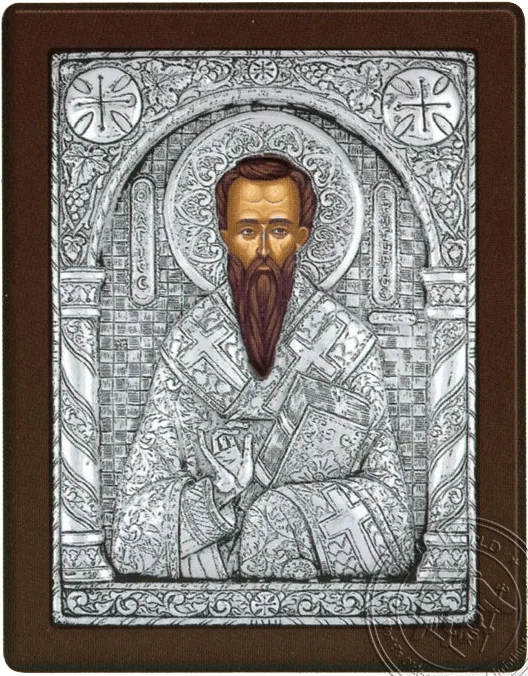 Святой Григорий, серебряная икона
