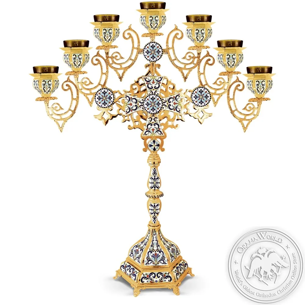 Seven-Branched Vigil-Oil Lamp with Enamel - Patmos
