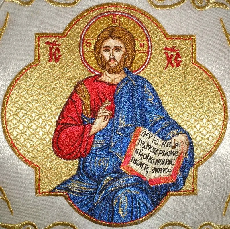 The Enthroned with Background Embroidered - Hieratical Pole