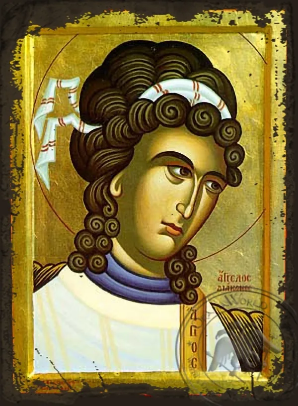 Angel Deacon, Bust - Aged Byzantine Icon